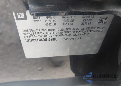 2013 Chevrolet Volt z USA, uszkodzony, nr VIN 1G1RB6E44DU132900